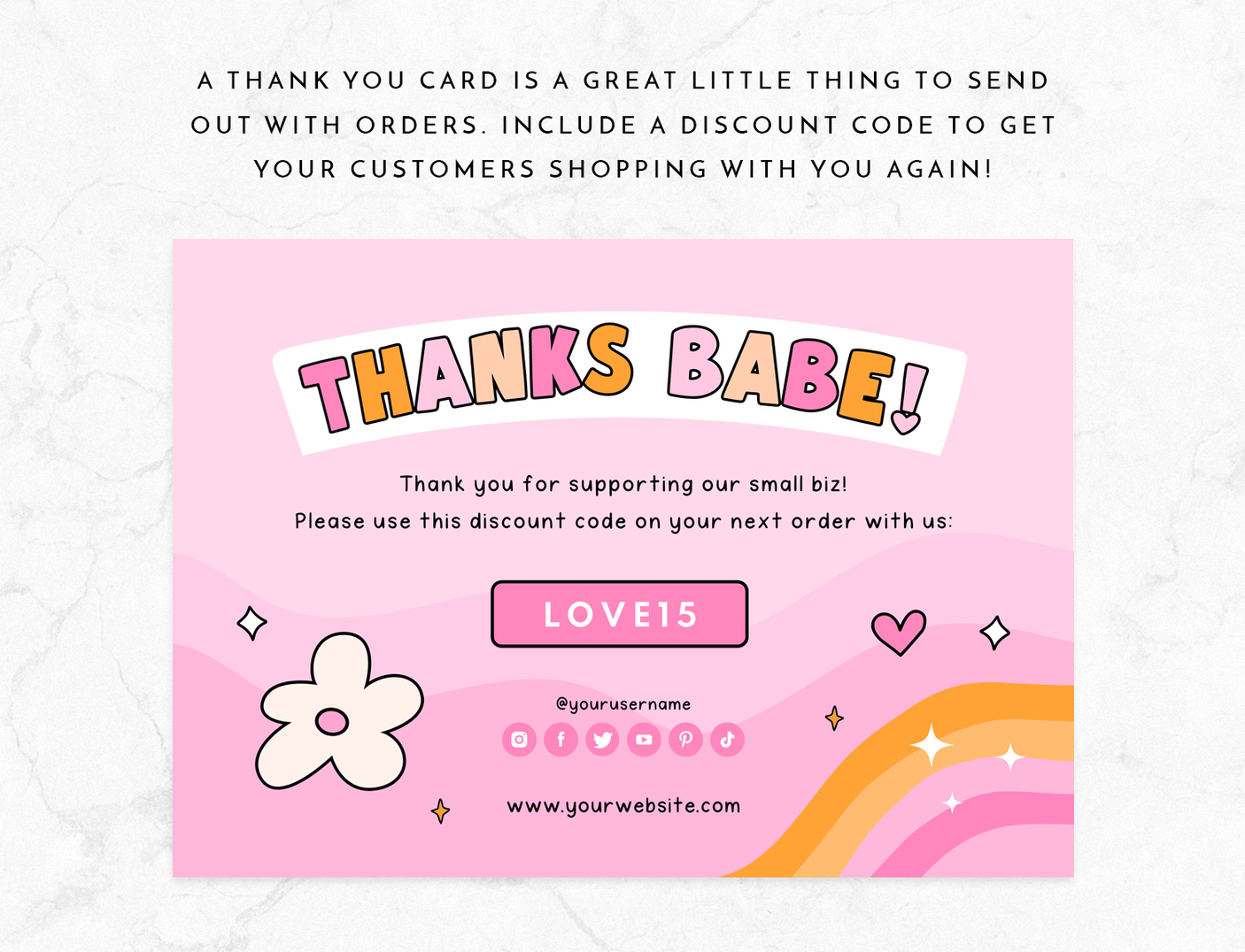 Pink Retro Thank You Card Template - Design Pixie