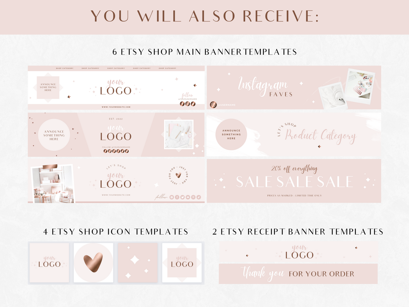 Rose Gold Etsy Shop Kit - Design Pixie