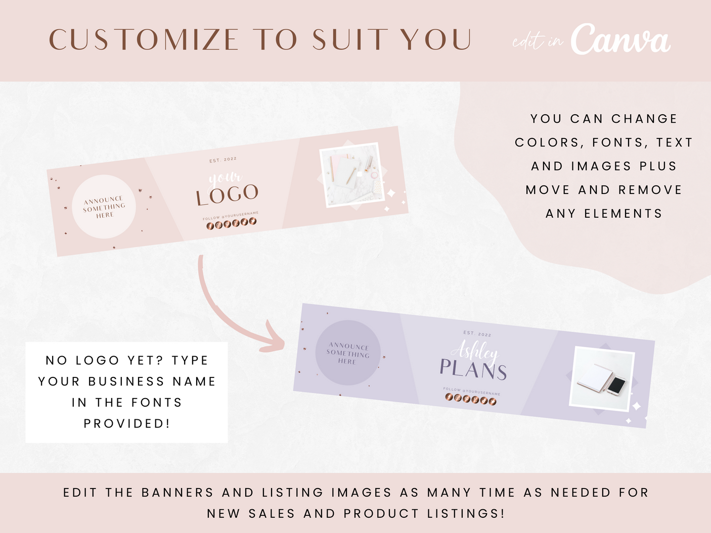 Rose Gold Etsy Shop Kit - Design Pixie