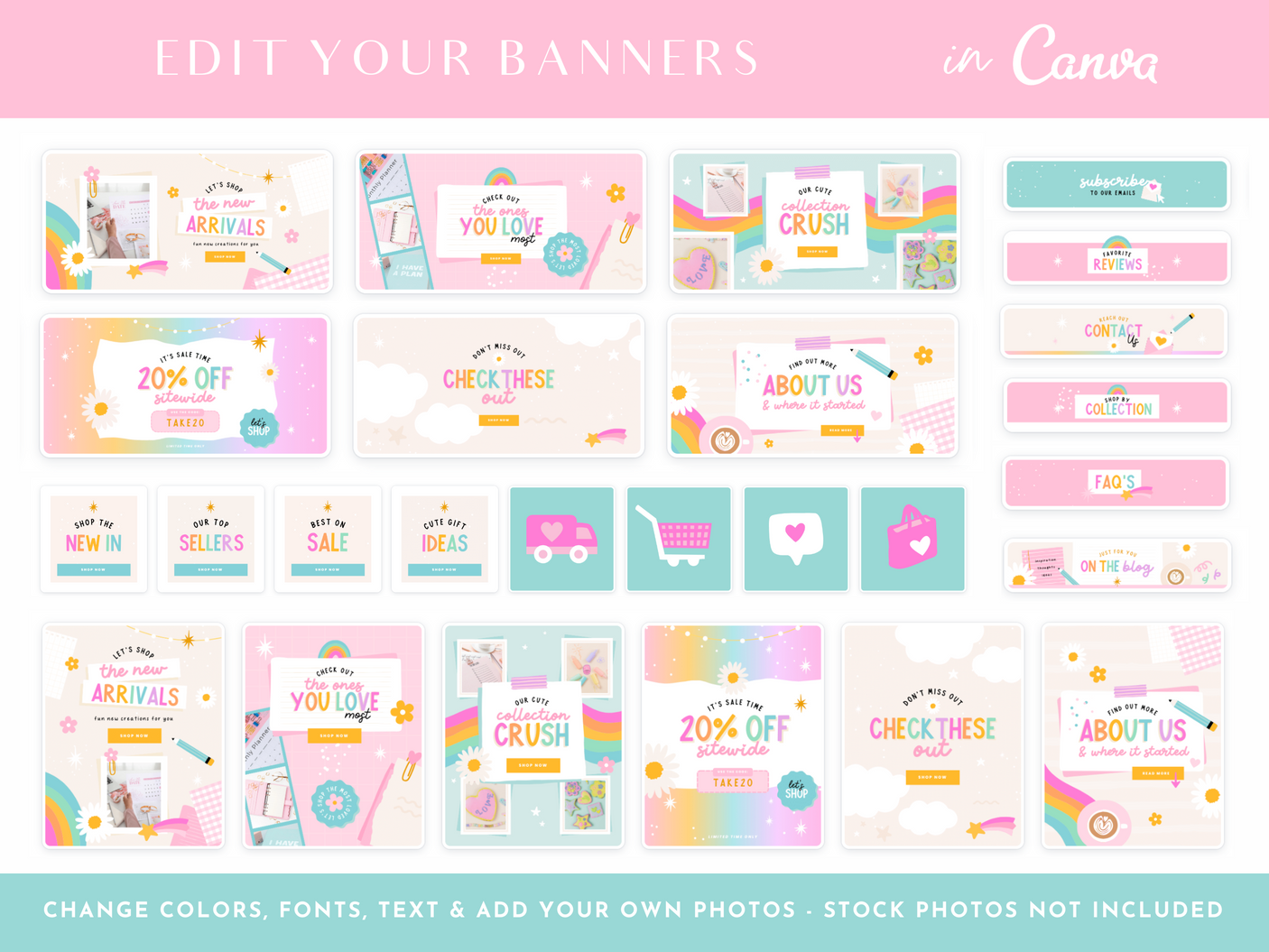 Rainbow Journal Shopify Banner Templates - Design Pixie