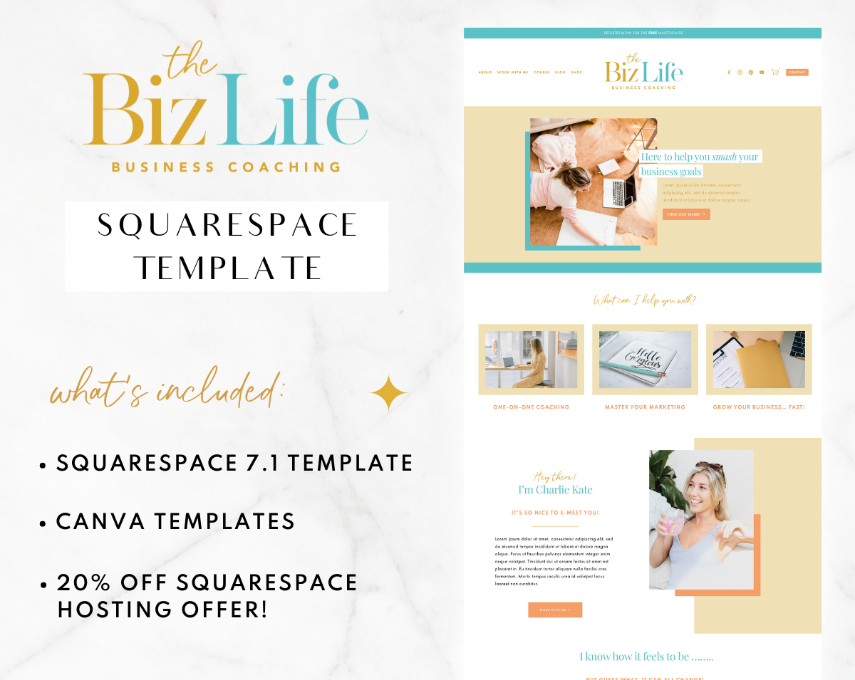 Biz Life Squarespace Template - Design Pixie