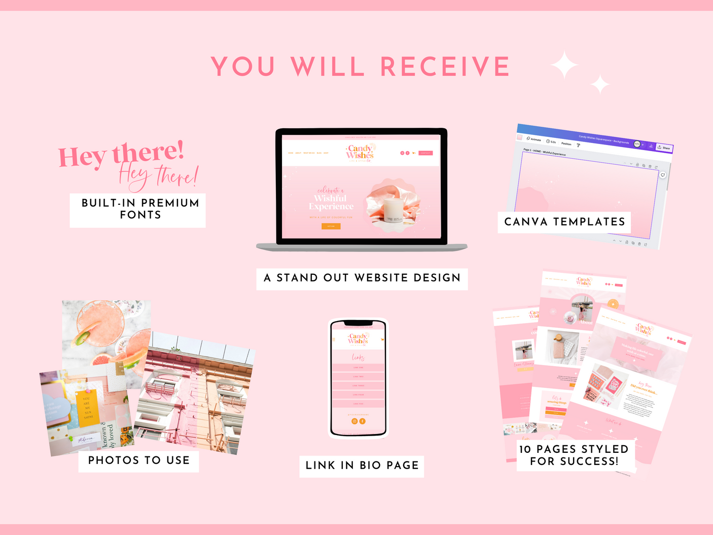 Candy Wishes Squarespace Template - Design Pixie