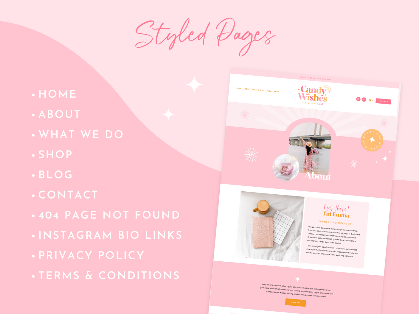 Candy Wishes Squarespace Template - Design Pixie