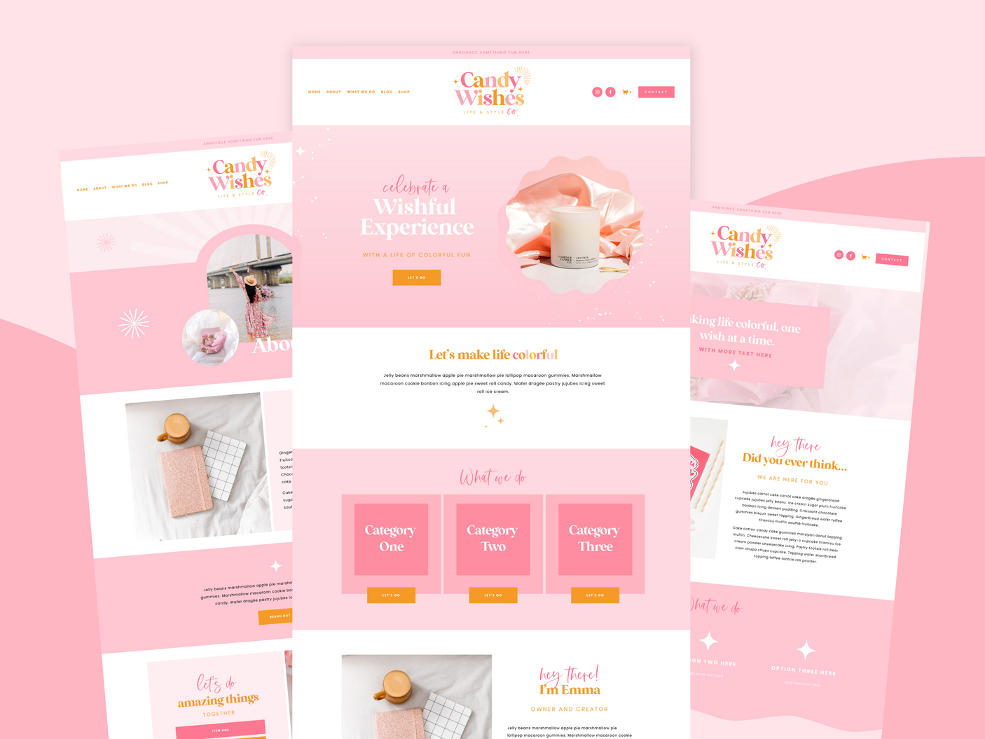 Candy Wishes Squarespace Template - Design Pixie