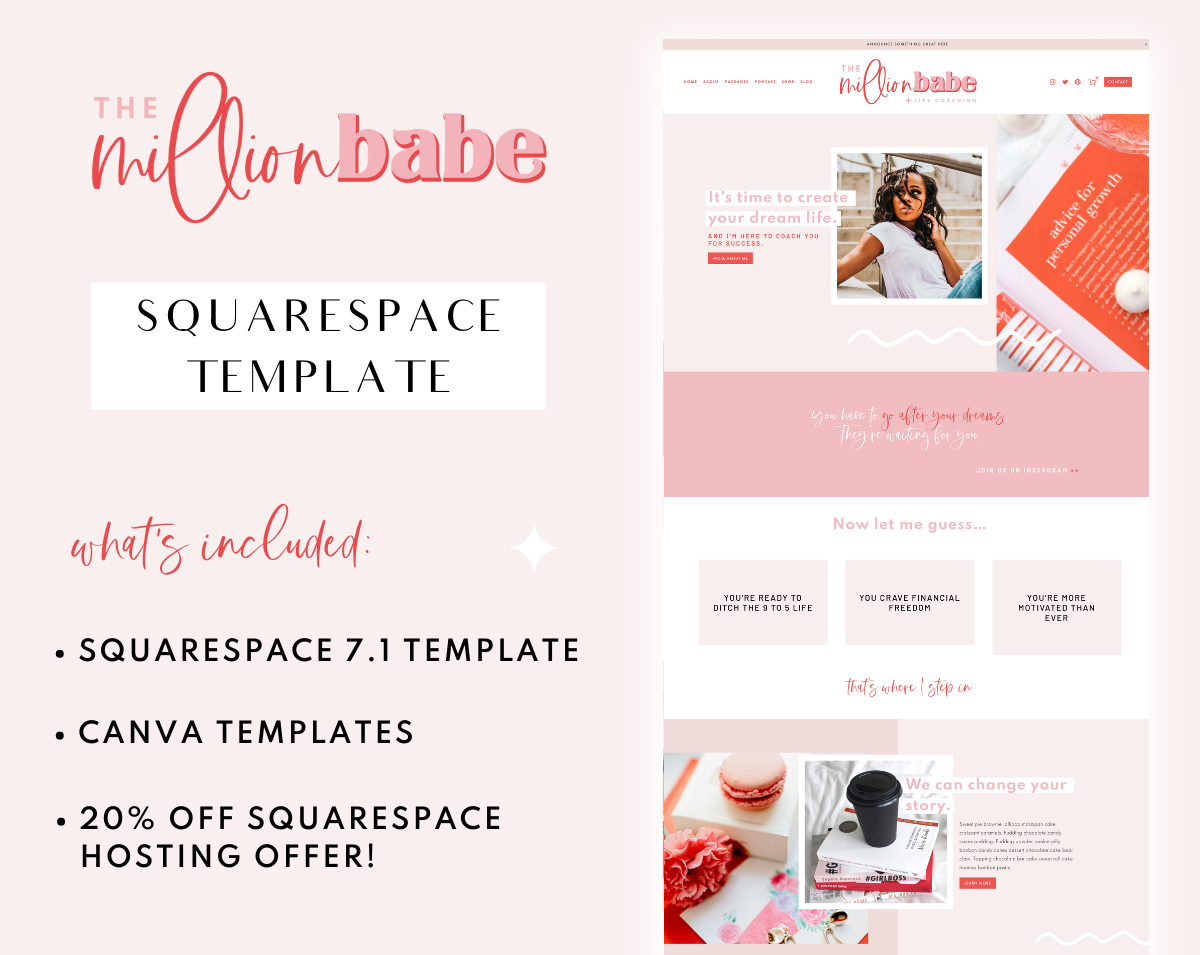 Million Babe Squarespace Template - Design Pixie