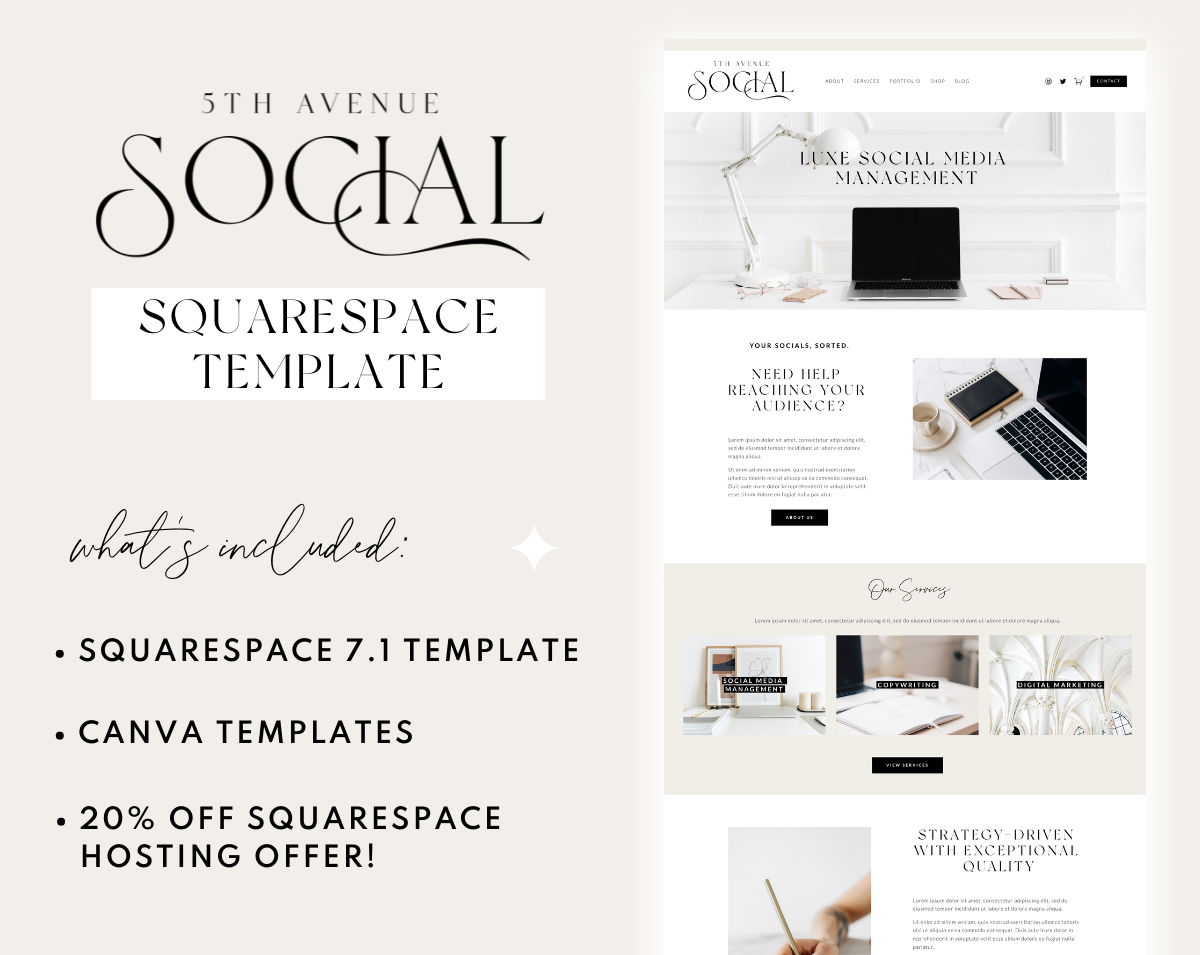 5th Avenue Social Squarespace Template