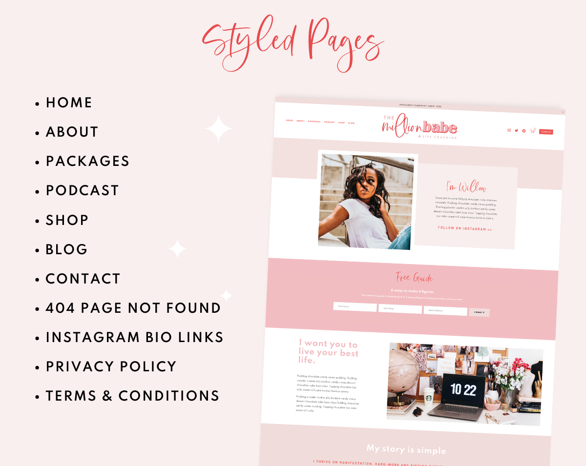 Million Babe Squarespace Template - Design Pixie