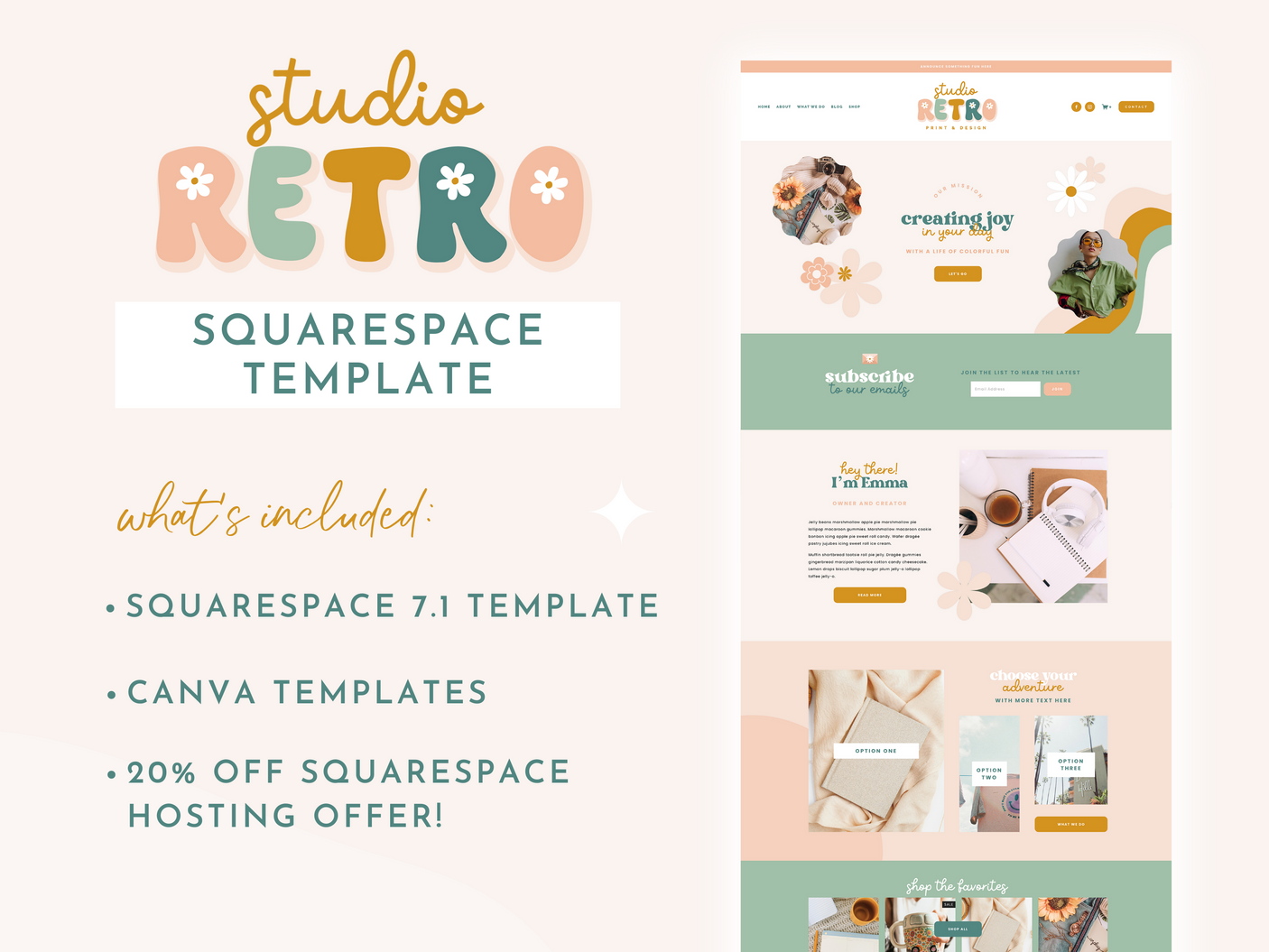 Studio Retro Squarespace Template - Design Pixie