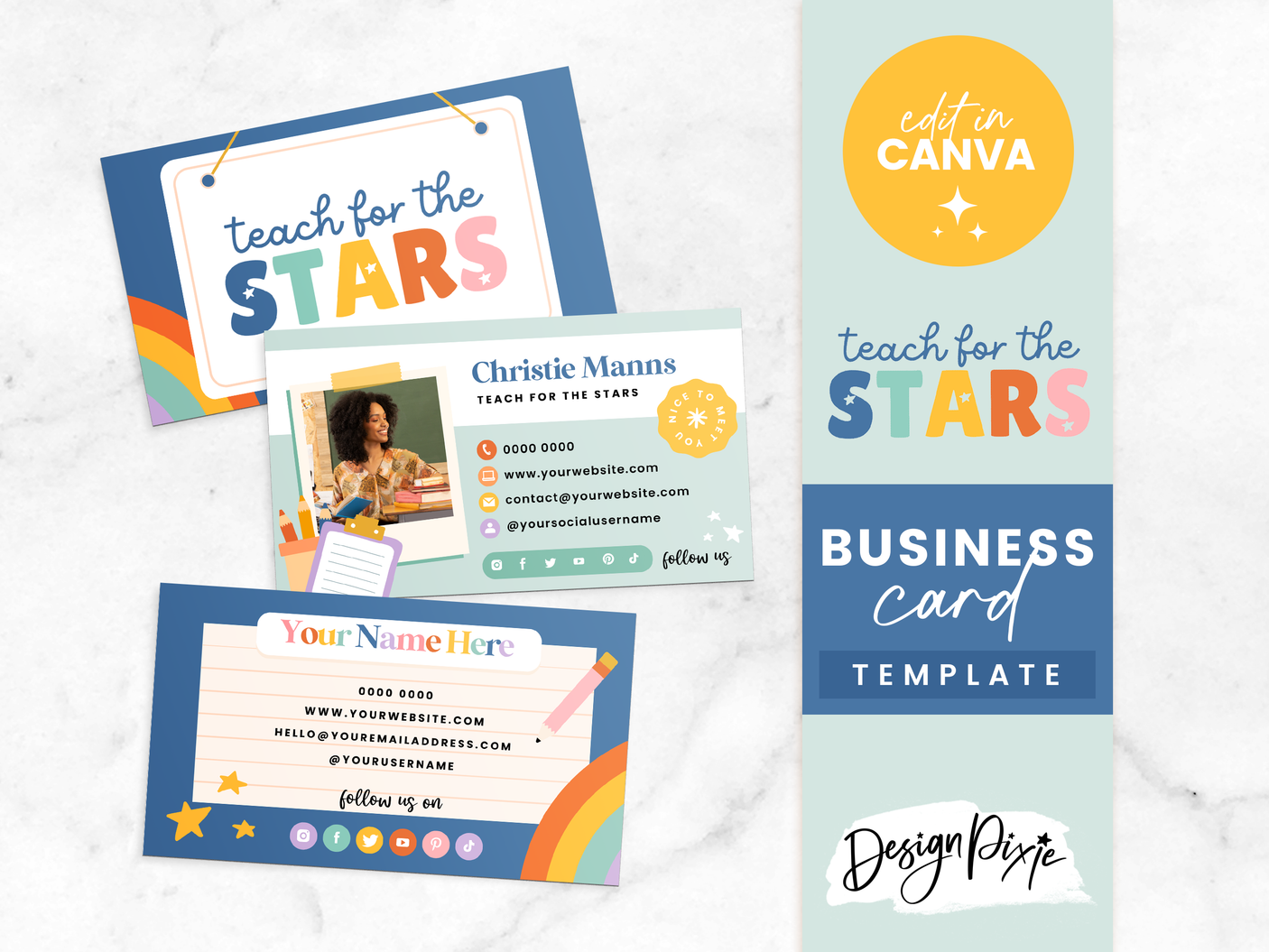 Teacher Business Card Template - Design Pixie