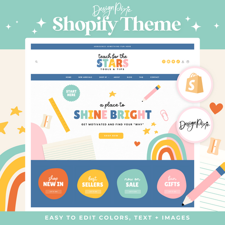 Teacher Shopify theme in primary colors for an education website design