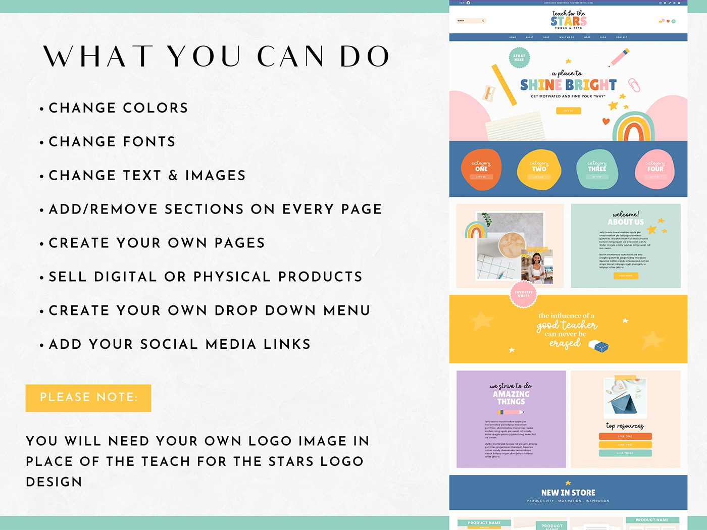 Teach For The Stars Wix Template - Design Pixie