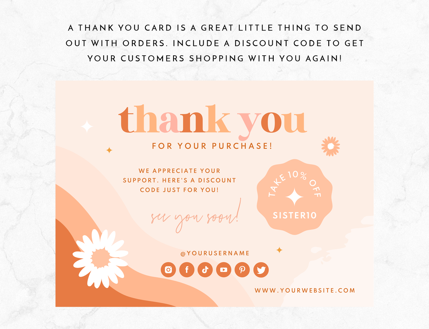 Thank You Card Template - Boho Soul Sister - Design Pixie