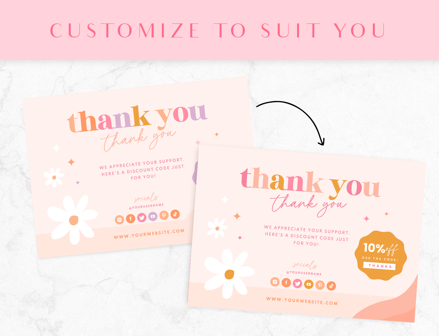 Daisy Days Thank You Card Template - Design Pixie