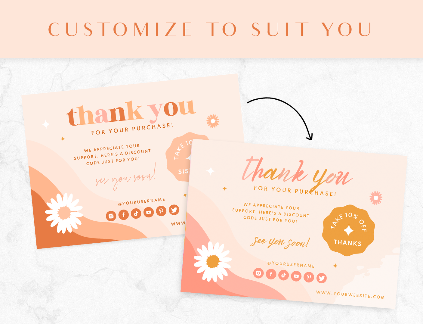 Thank You Card Template - Boho Soul Sister - Design Pixie