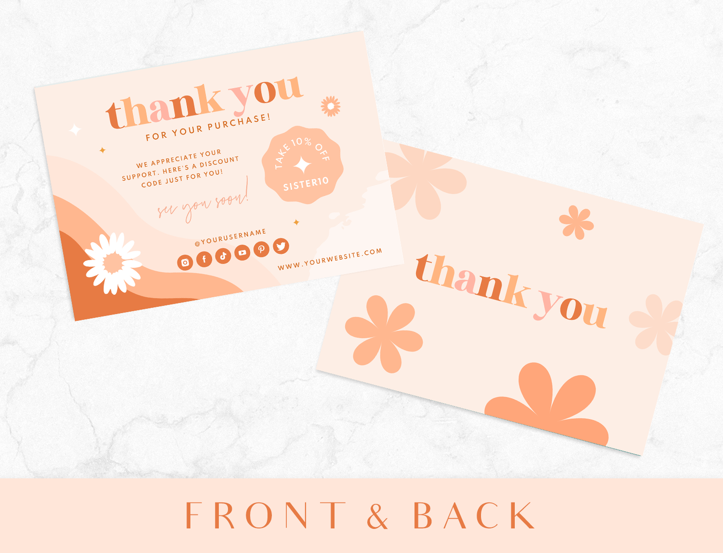 Thank You Card Template - Boho Soul Sister - Design Pixie