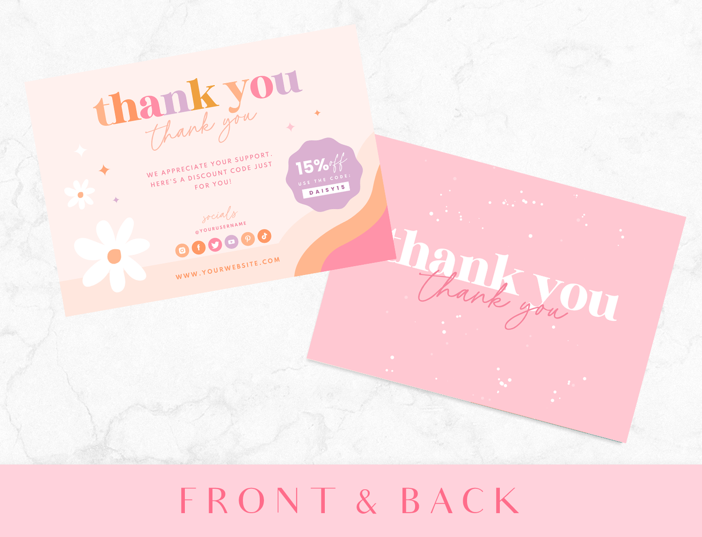 Daisy Days Thank You Card Template - Design Pixie