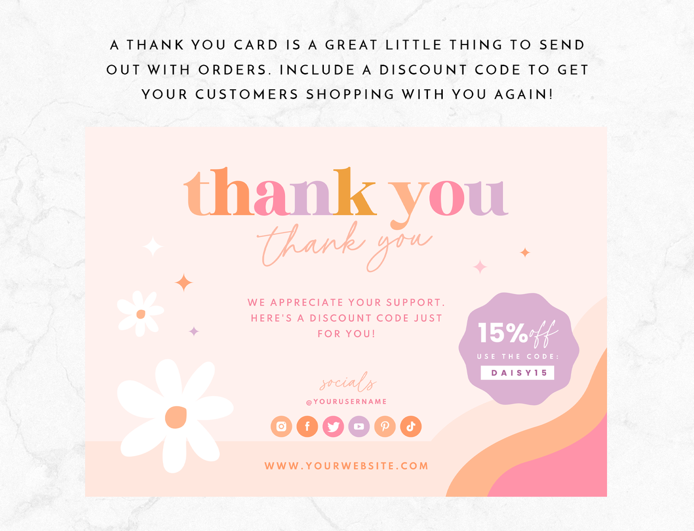 Daisy Days Thank You Card Template - Design Pixie