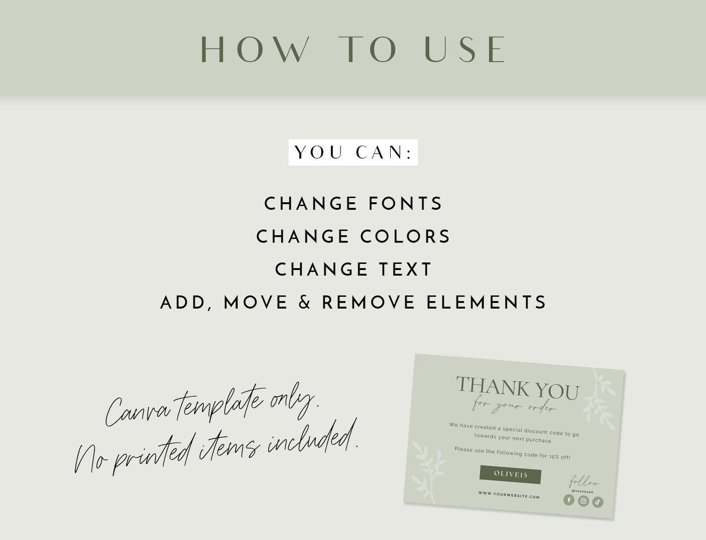 Olive Green Thank You Card Template - Design Pixie