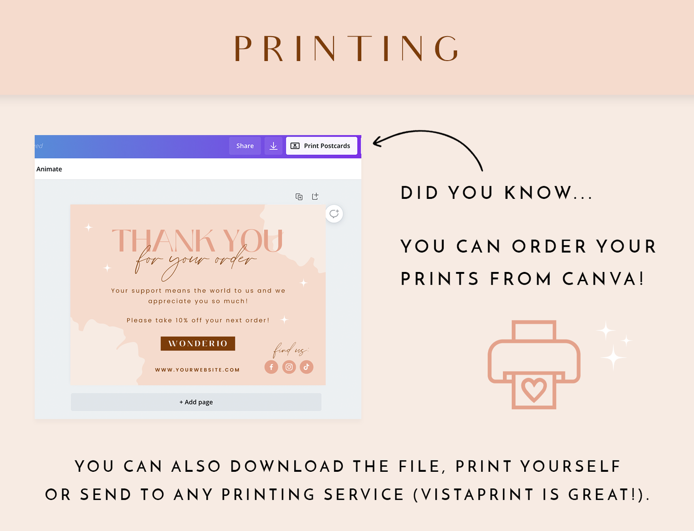 Blush Wonder Thank You Card Template - Design Pixie