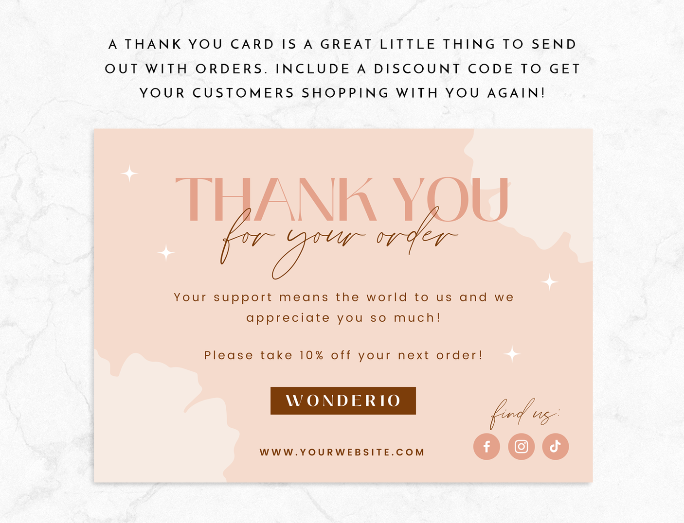 Blush Wonder Thank You Card Template - Design Pixie