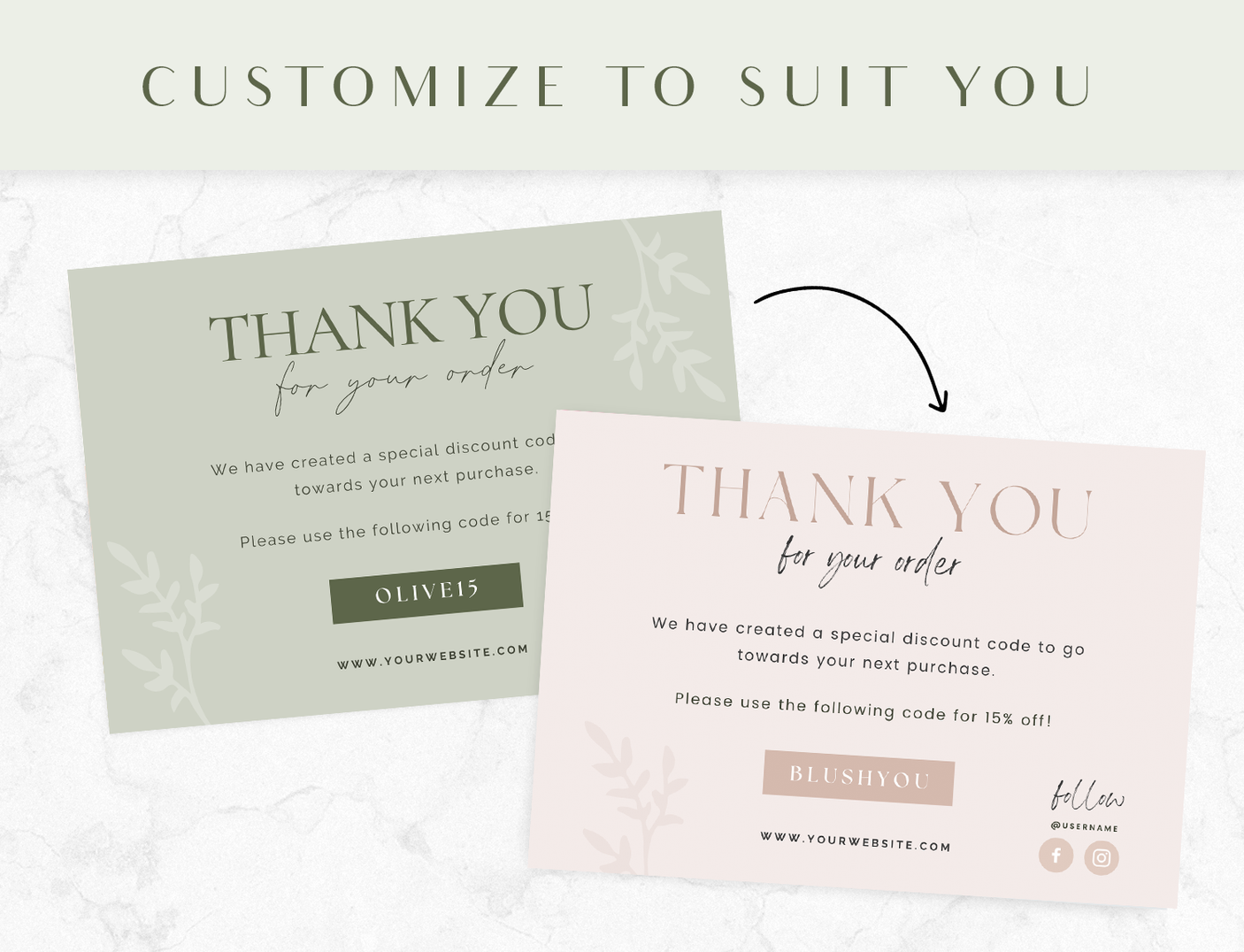 Olive Green Thank You Card Template - Design Pixie
