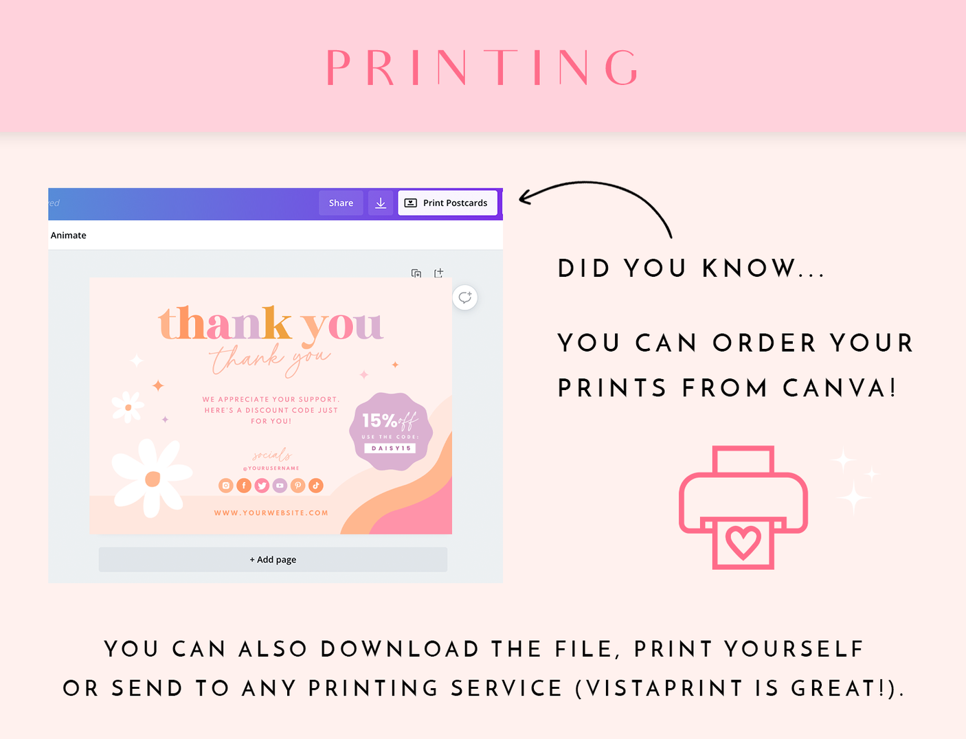 Daisy Days Thank You Card Template - Design Pixie