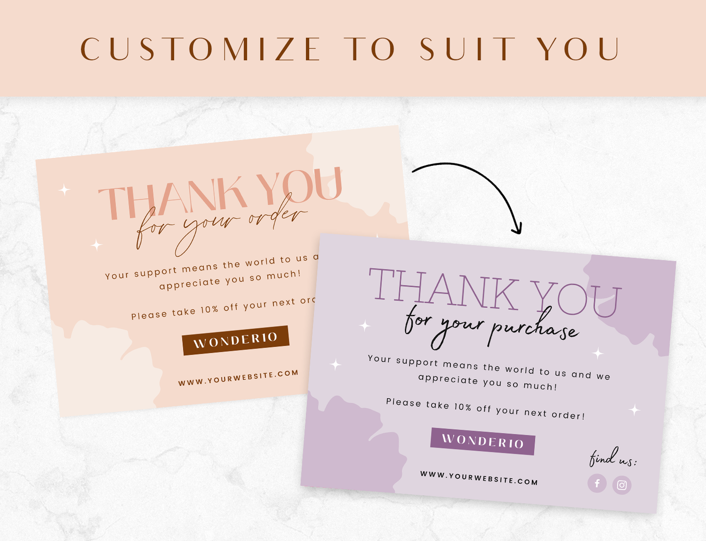 Blush Wonder Thank You Card Template - Design Pixie
