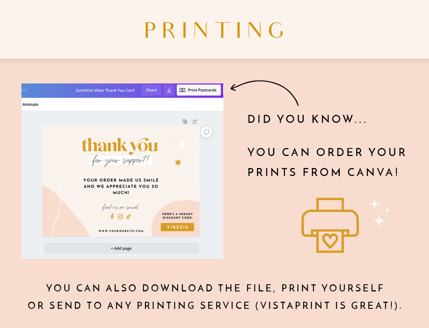 Sunshine Vibes Thank You Card Template - Design Pixie