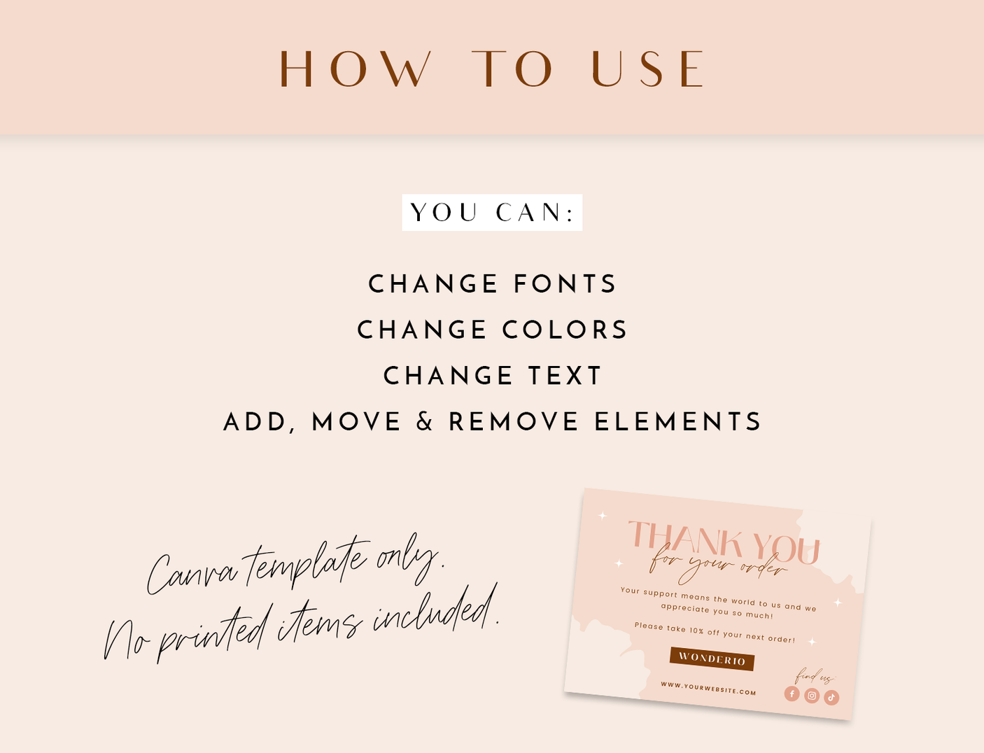 Blush Wonder Thank You Card Template - Design Pixie