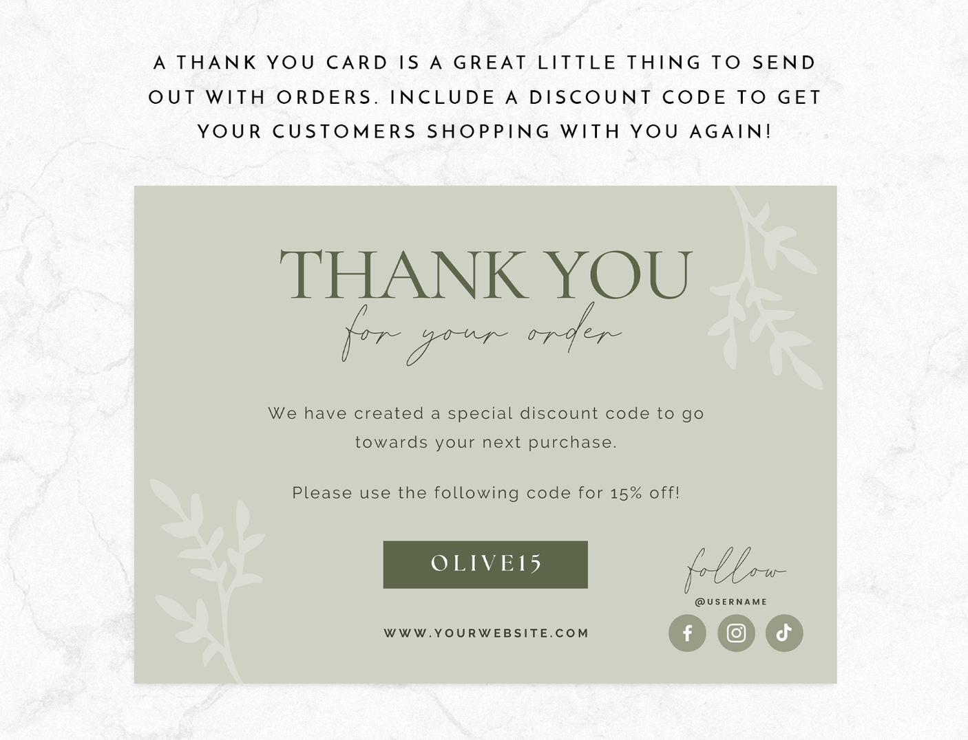 Olive Green Thank You Card Template - Design Pixie