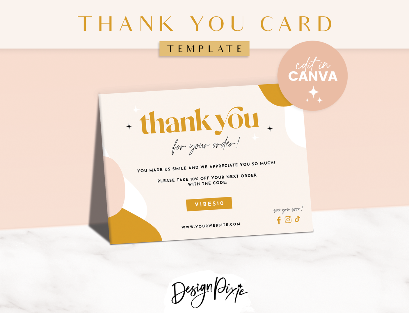 Boho Thank You Card Template - Design Pixie