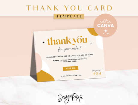 Boho Thank You Card Template - Design Pixie