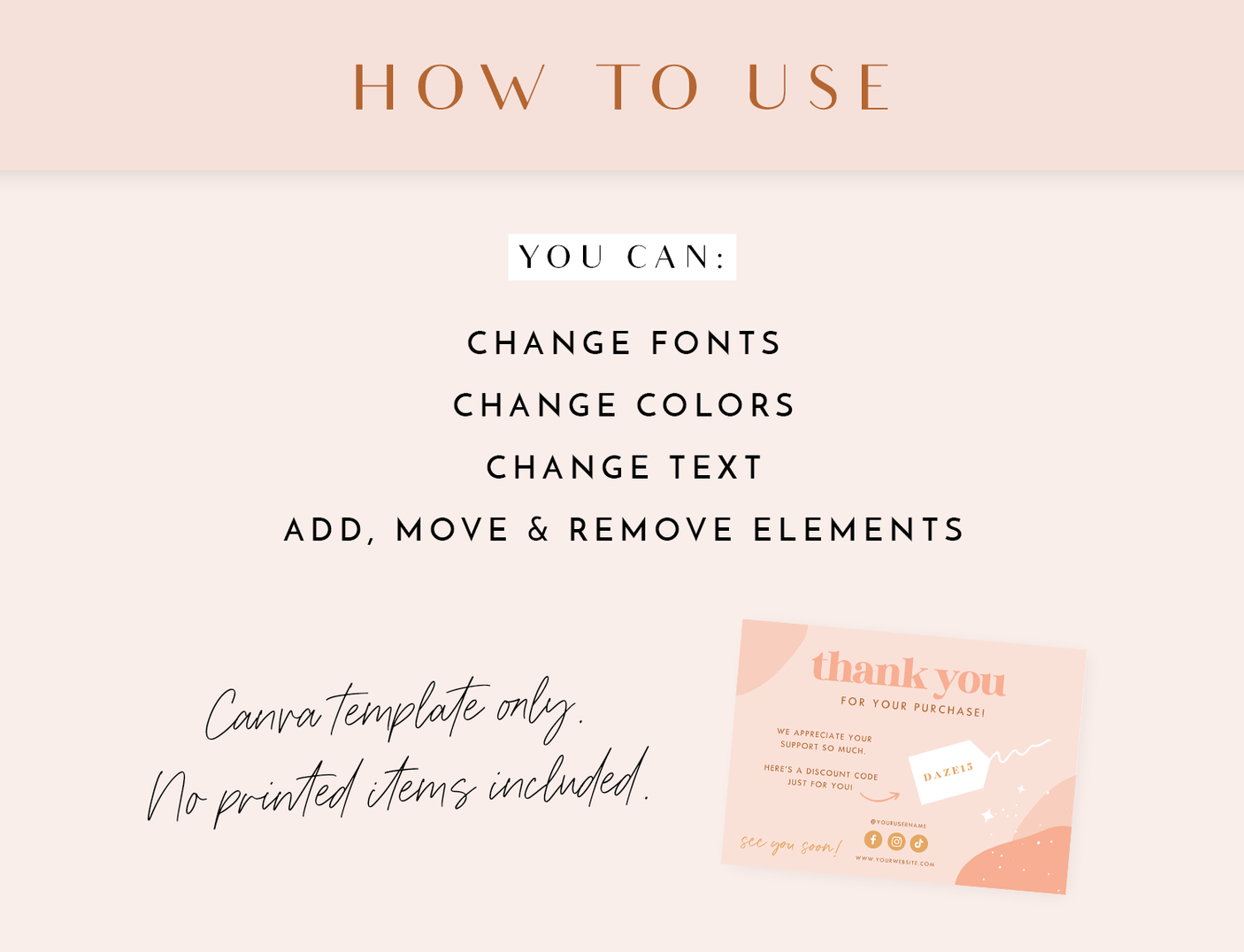 Thank You Card Template - Daze And Magic - Design Pixie