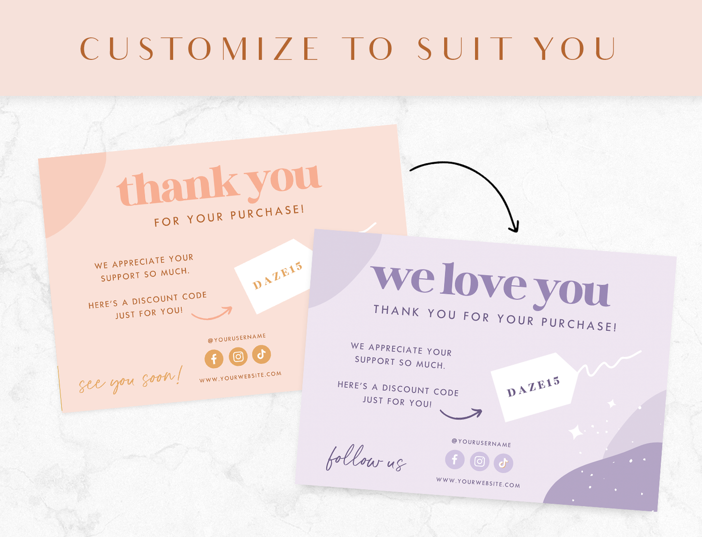 Thank You Card Template - Daze And Magic - Design Pixie