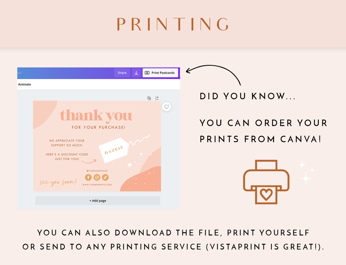 Thank You Card Template - Daze And Magic - Design Pixie