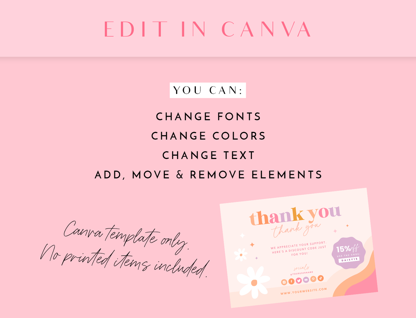 Daisy Days Thank You Card Template - Design Pixie