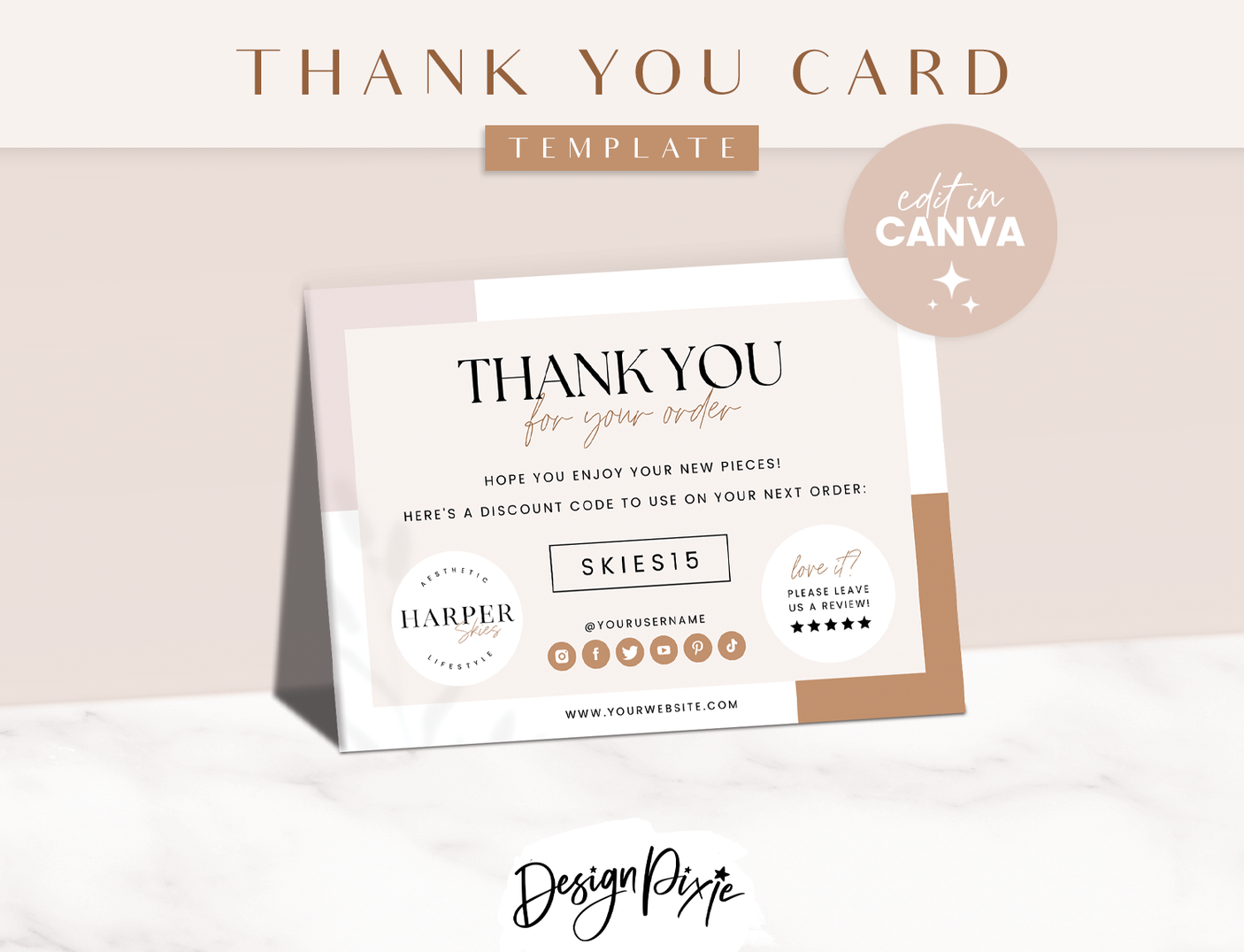Minimal Neutral Thank You Card Template - Design Pixie