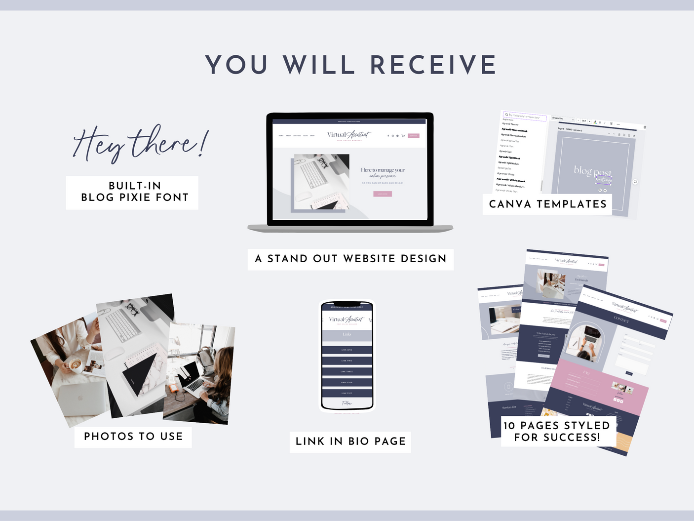 Virtual Assistant Squarespace Template - Design Pixie