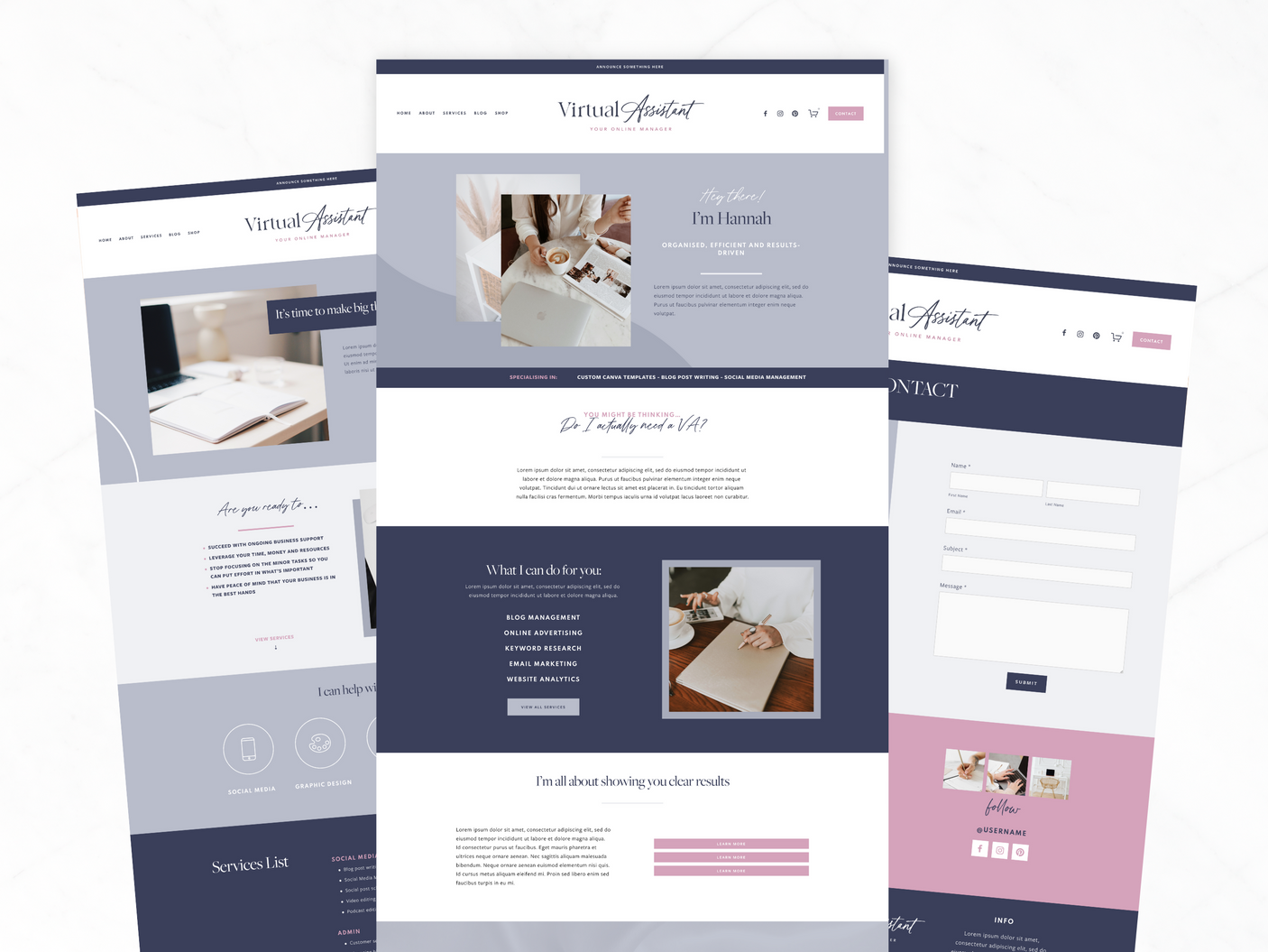 Virtual Assistant Squarespace Template - Design Pixie
