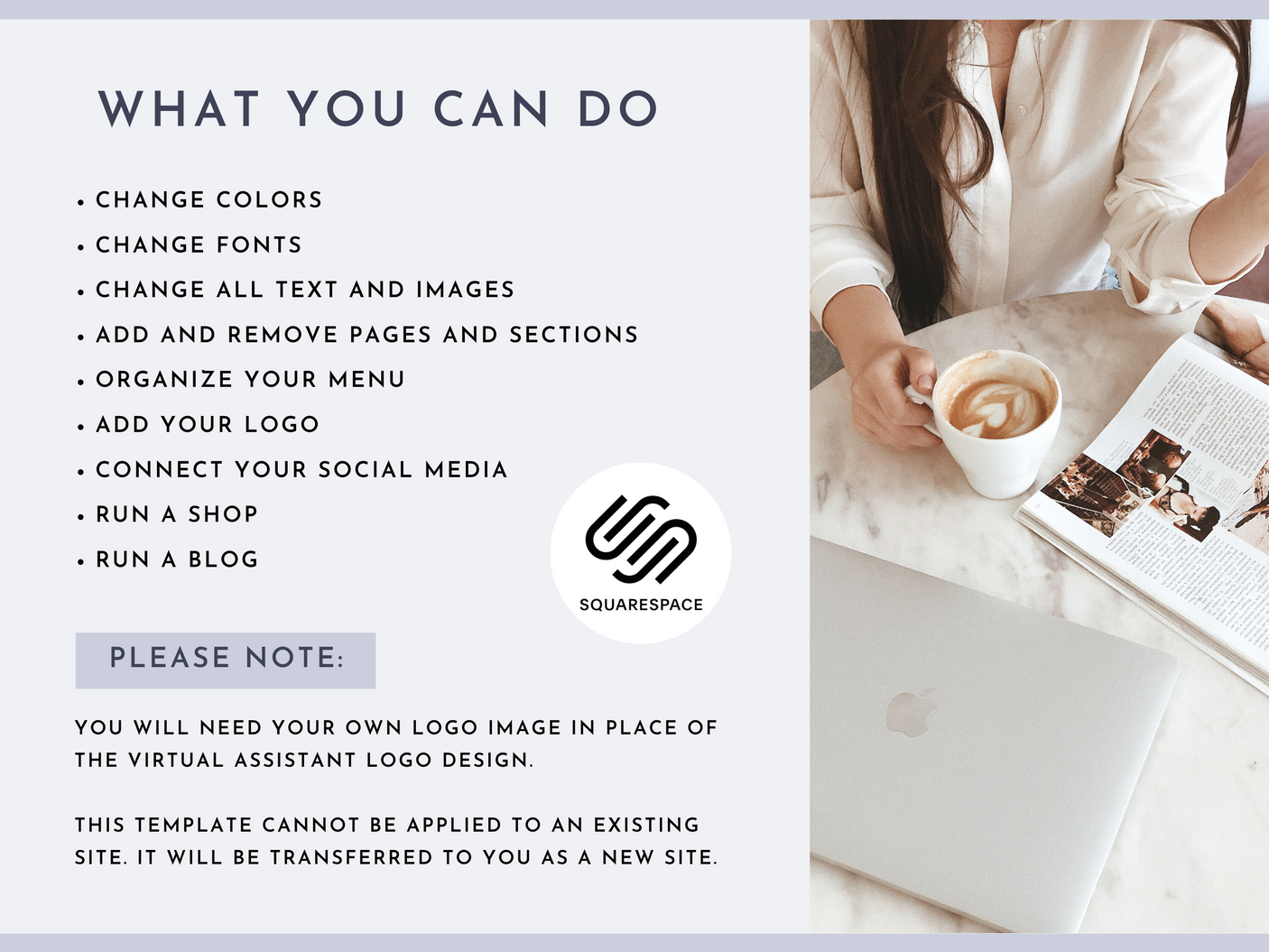 Virtual Assistant Squarespace Template - Design Pixie