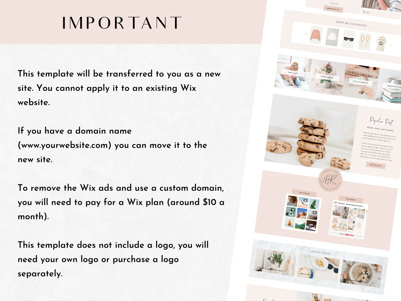 Hanna Rachel Wix Template - Design Pixie