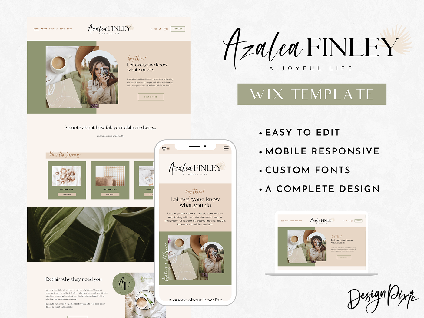 Azalea Finley Wix Template - Design Pixie