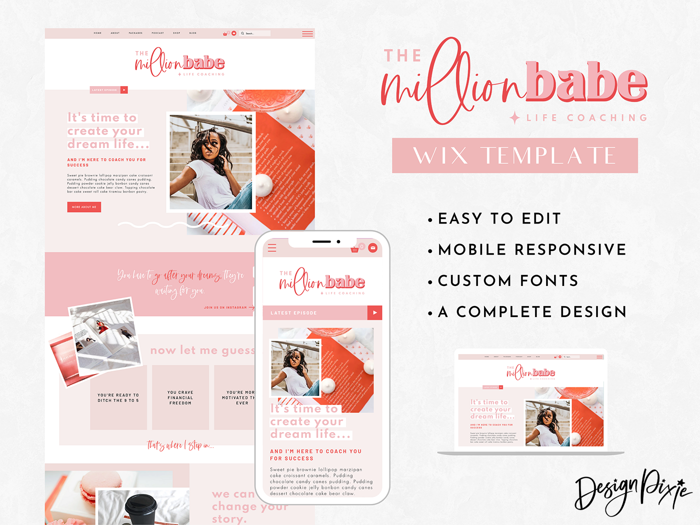 Million Babe Wix Template - Design Pixie