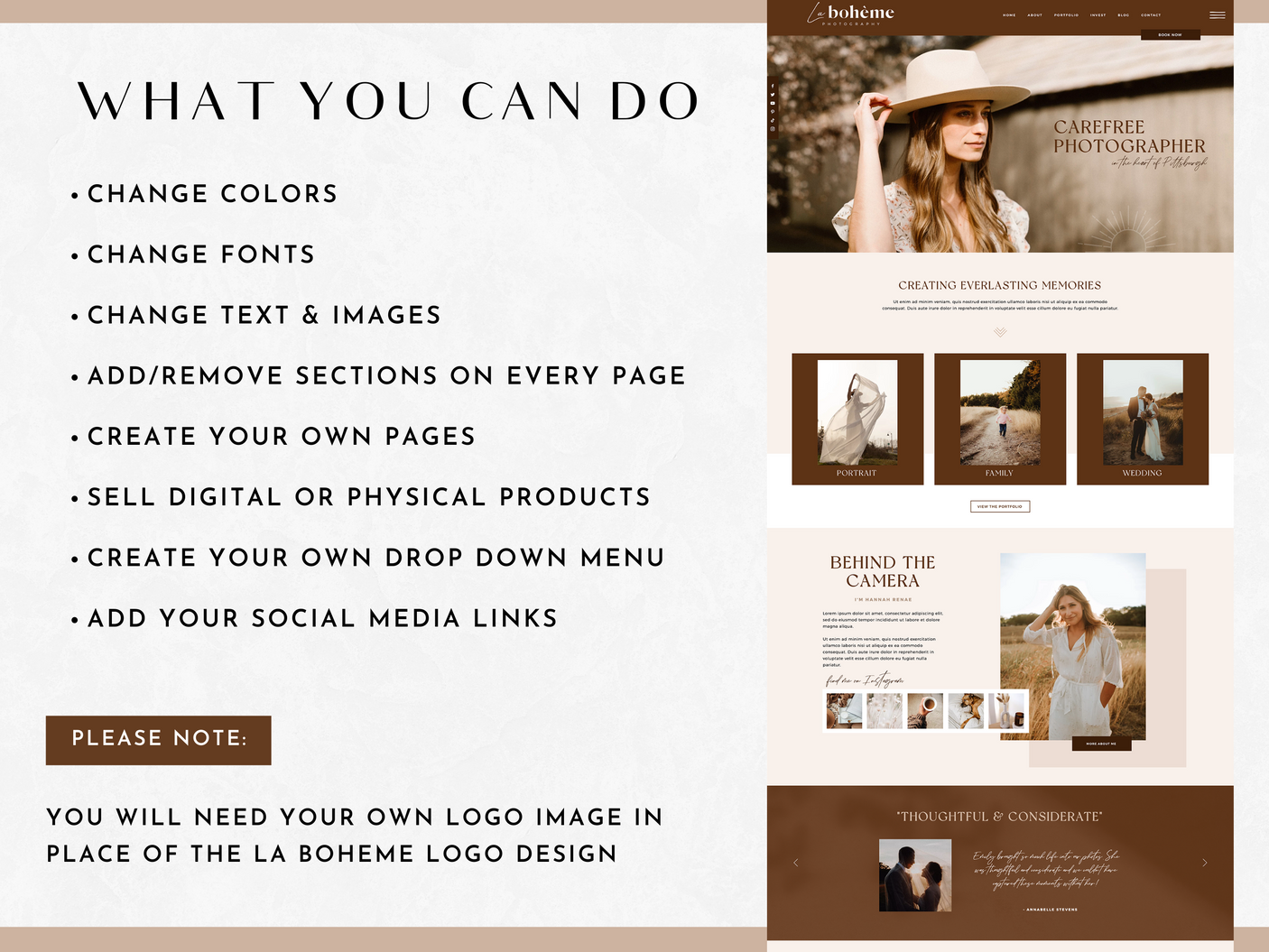 La Boheme Wix Template - Design Pixie