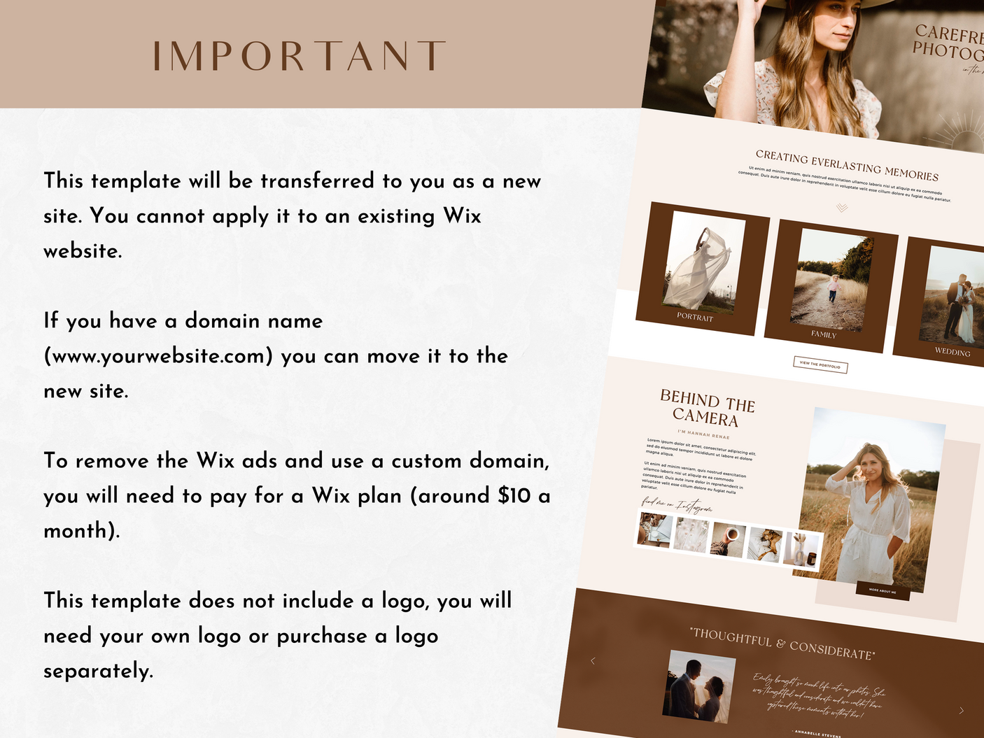 La Boheme Wix Template - Design Pixie