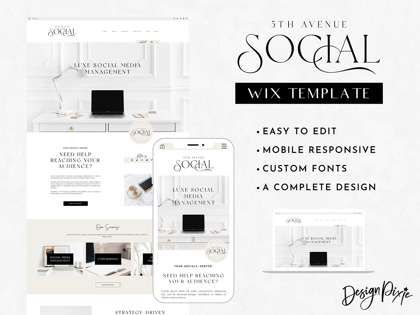 5th Avenue Social Wix Template - Design Pixie