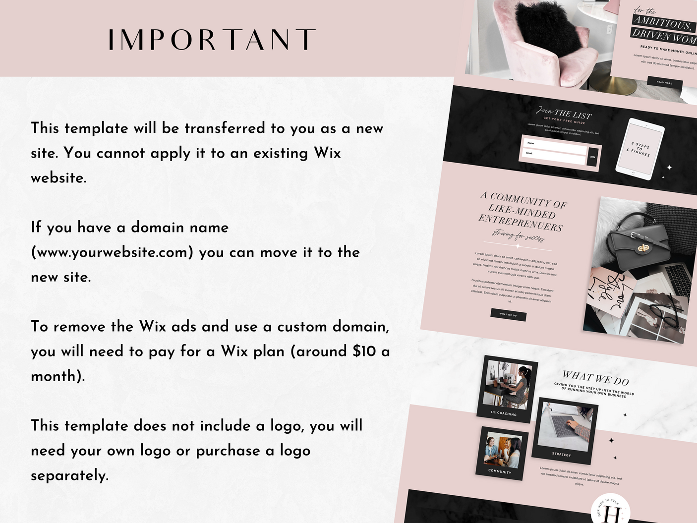 Her Side Hustle Wix Template - Design Pixie