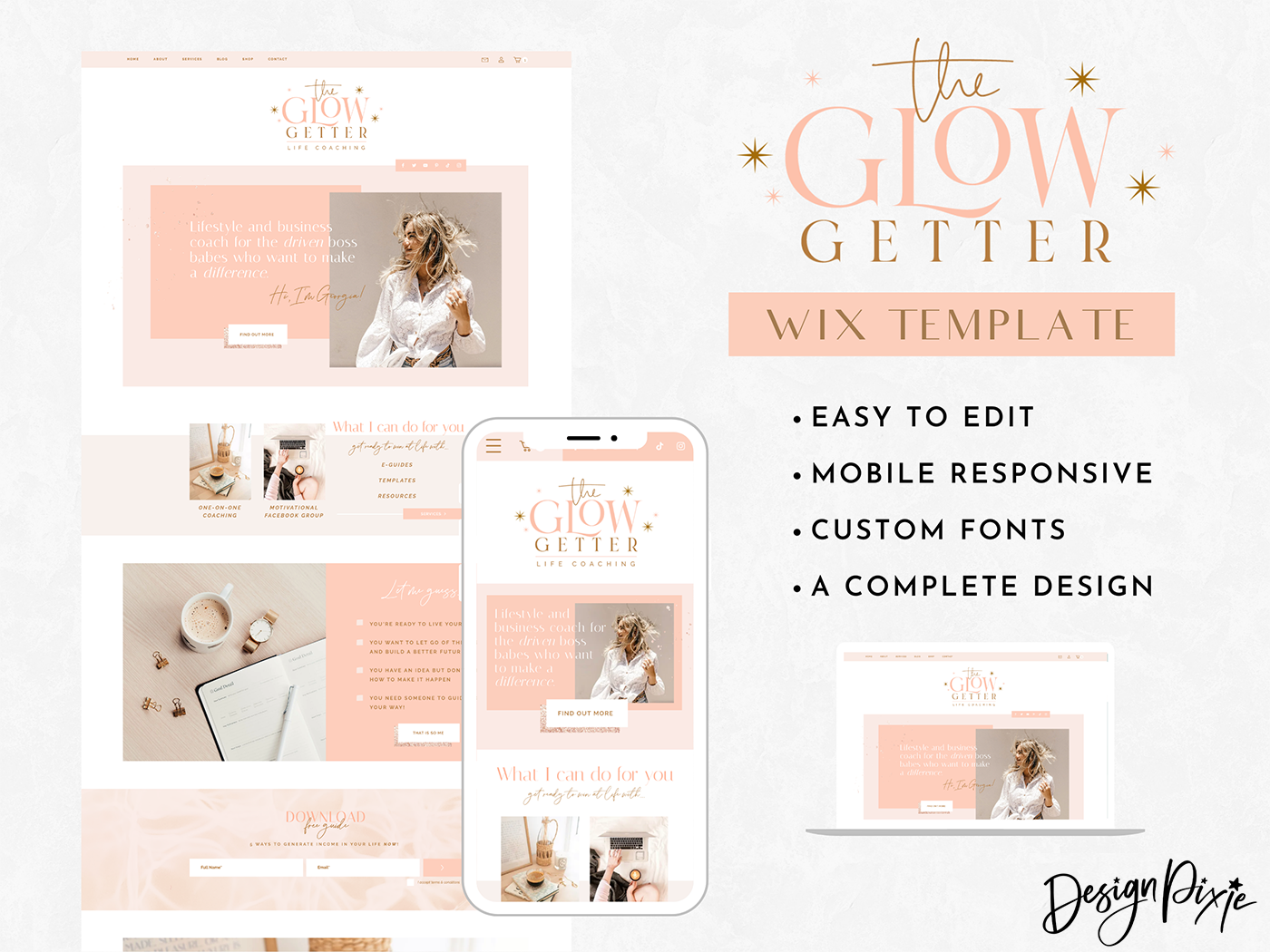 Glow Getter Wix Template - Design Pixie