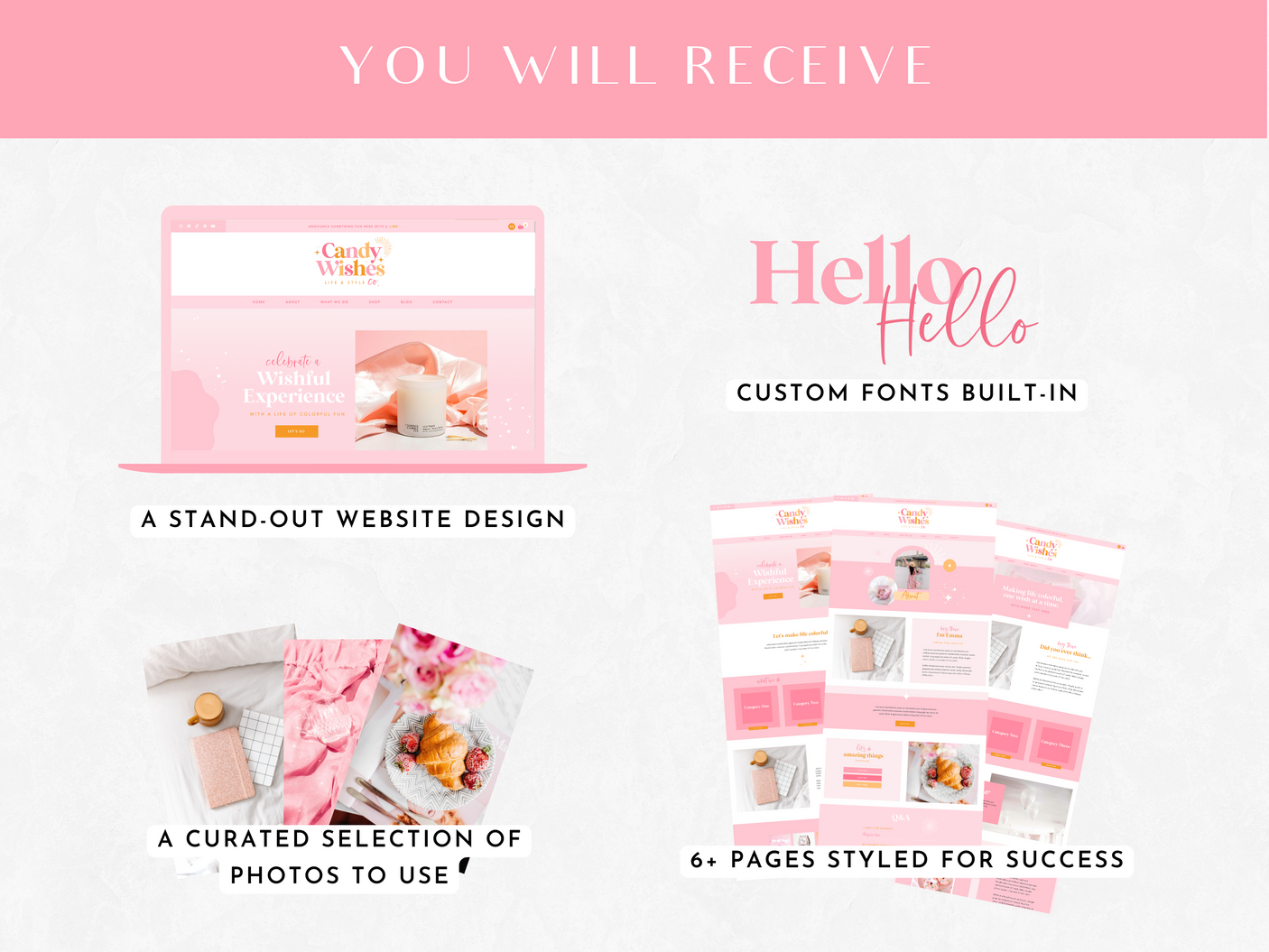 Candy Wishes Wix Template - Design Pixie