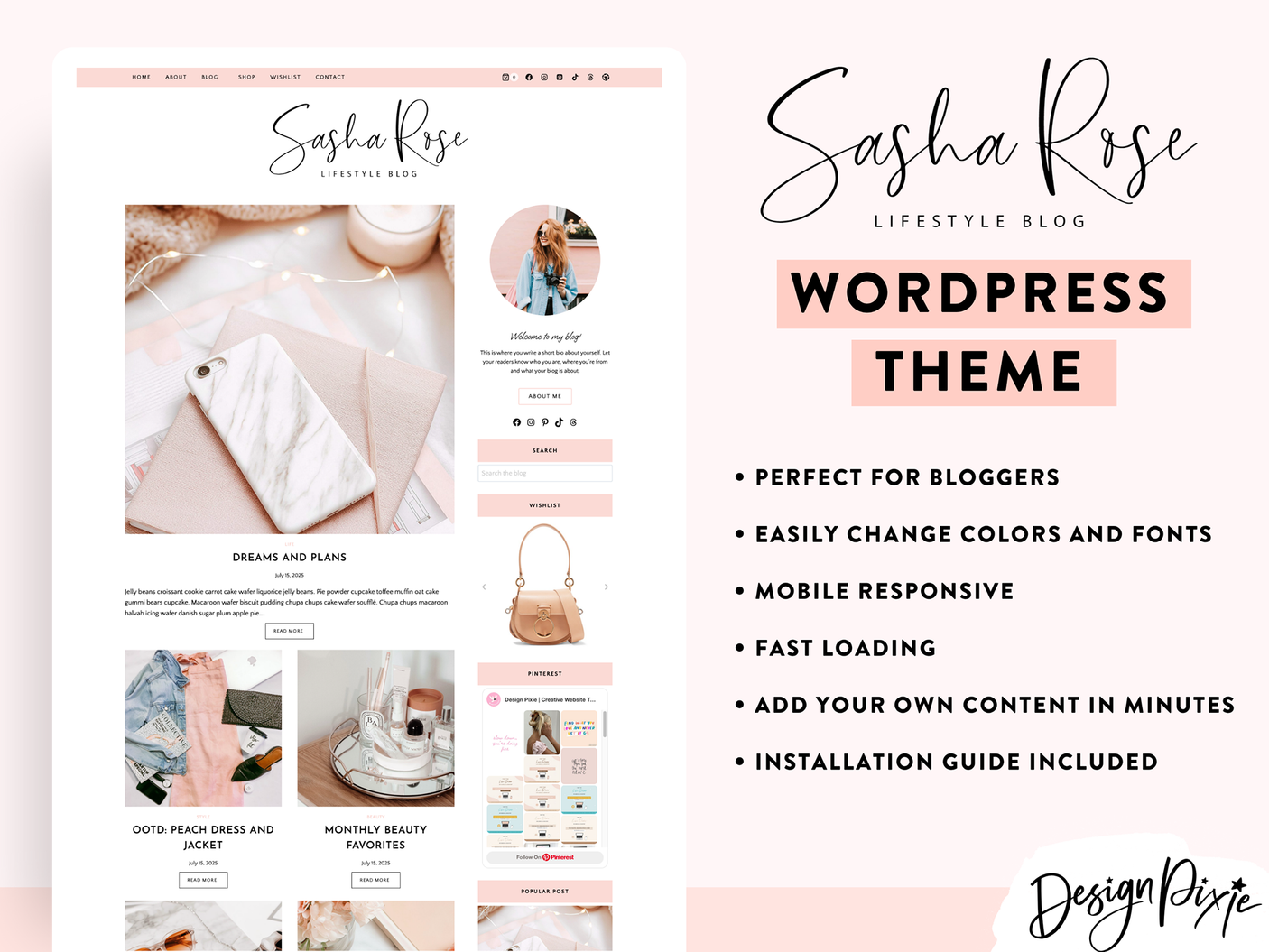 Sasha Rose Wordpress Theme